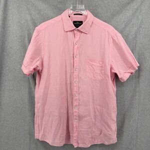 Rodd & Gunn Mens XL Pink 100% Linen Short Sleeve Button Up Shirt Sports Fit